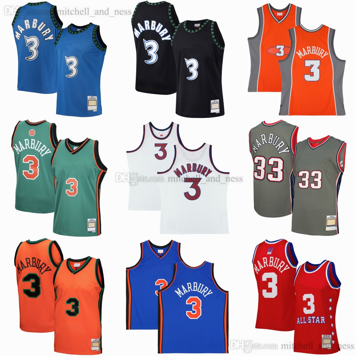 MitchellandNess 1996-97 Classic Retro Stephon Basketball 3 Marbury Jersey Throwback Stitched XS-6XL Man Women Youth Breathable Sport Shirt Jersey