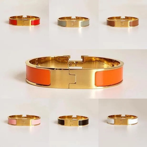 Bijoux de mode Hommes et femmes bracelets classiques orangehigh qualité Design Design Bangle en acier inoxydable Gold Boucle H cadeau