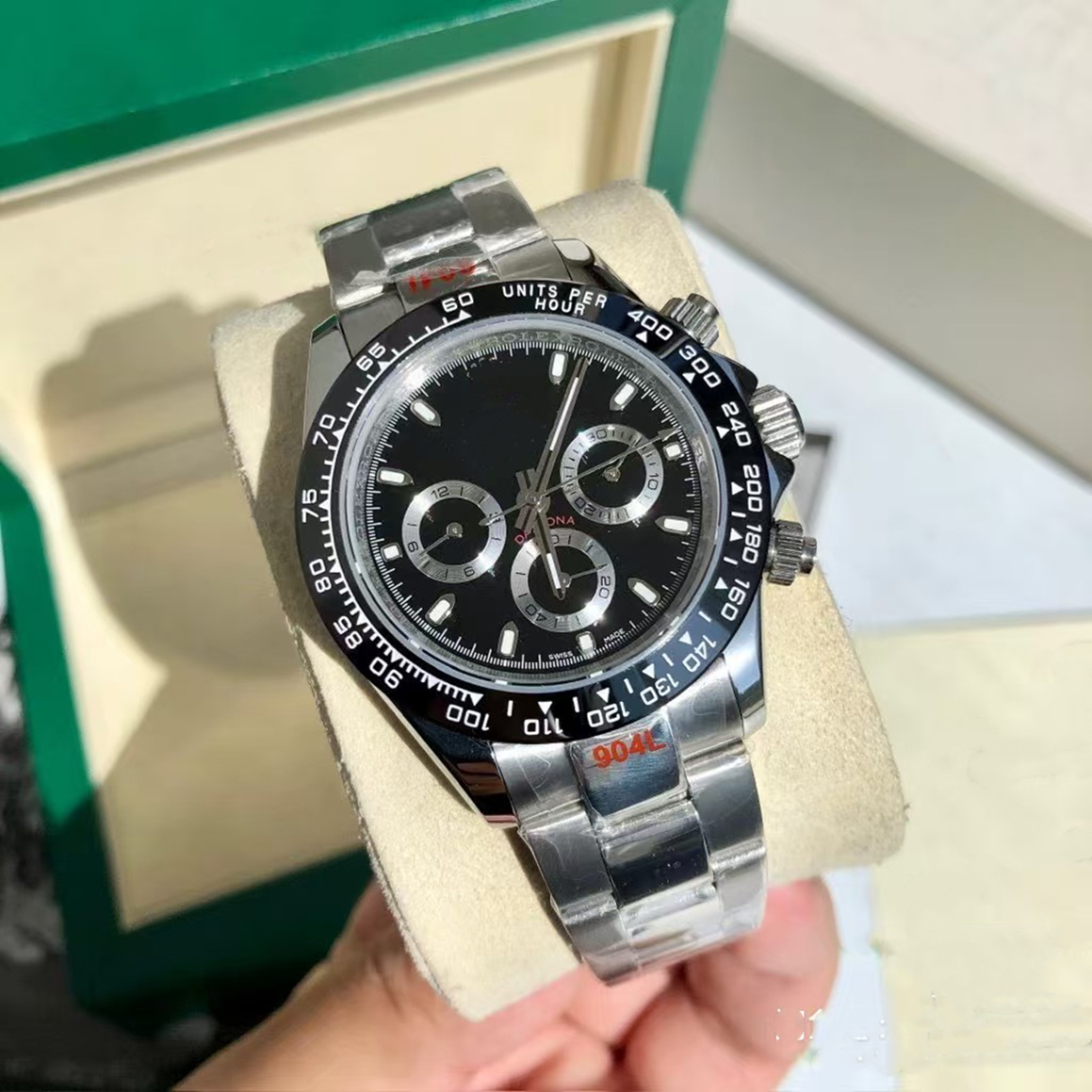 Regardez avec la boîte d'origine Sapphire 40mm 116509 Mécanique mécanique automatique Watch sans chronograph Black Dial 07