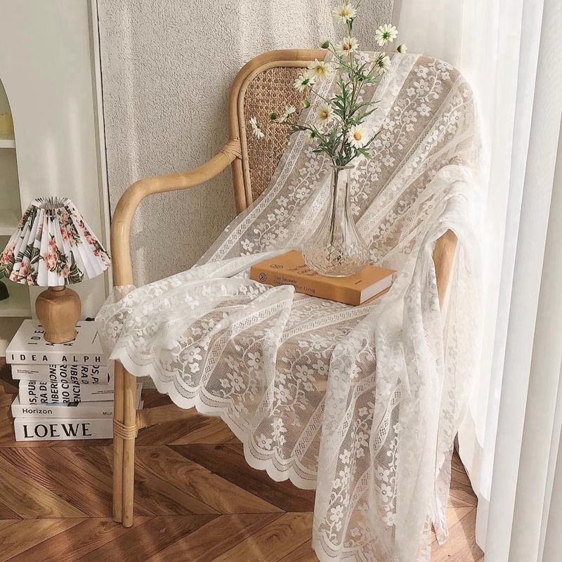 Pastoral Round Table Style Lace White Tablecloth Square Table Cover Cloth Tablecloth-image-1102071844