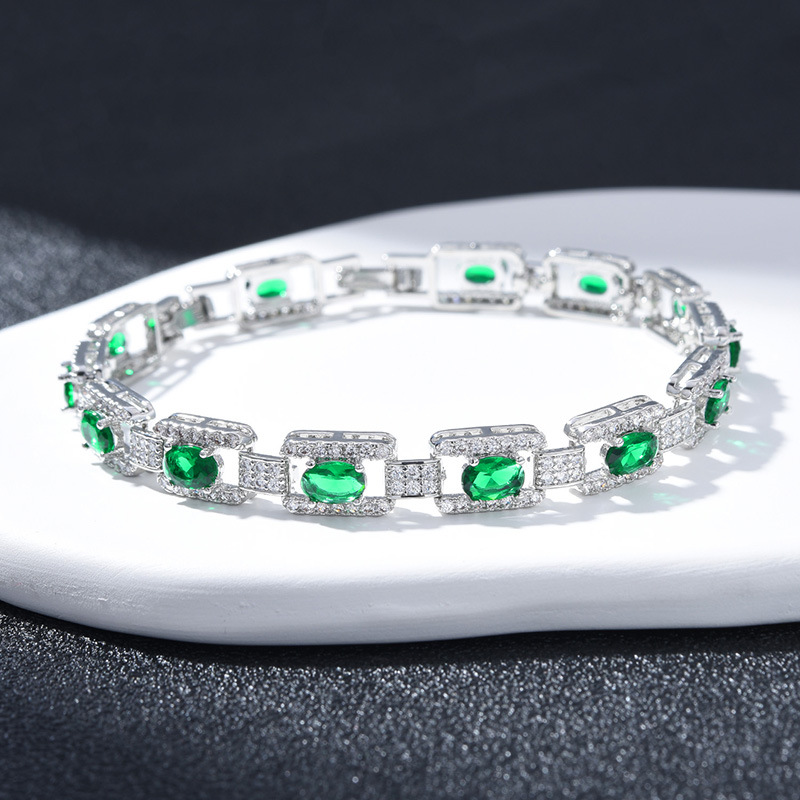 2025 Ins Top Sell Wedding Braceles Luxury Jewelry 10KT Whie Gold Fill Oval Cu Muli Color 5A Cubic Zircon CZ Diamond Gemsones Pary Women Fashion Bang