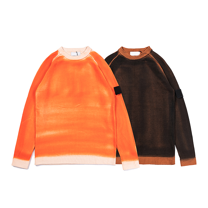 2025 New Tie Dyed Button Decorative Round Neck Sweater Fashion Trend Loose Long sleeved Top Bottom Men Women Couple Designer Sweatshirt Pullovers