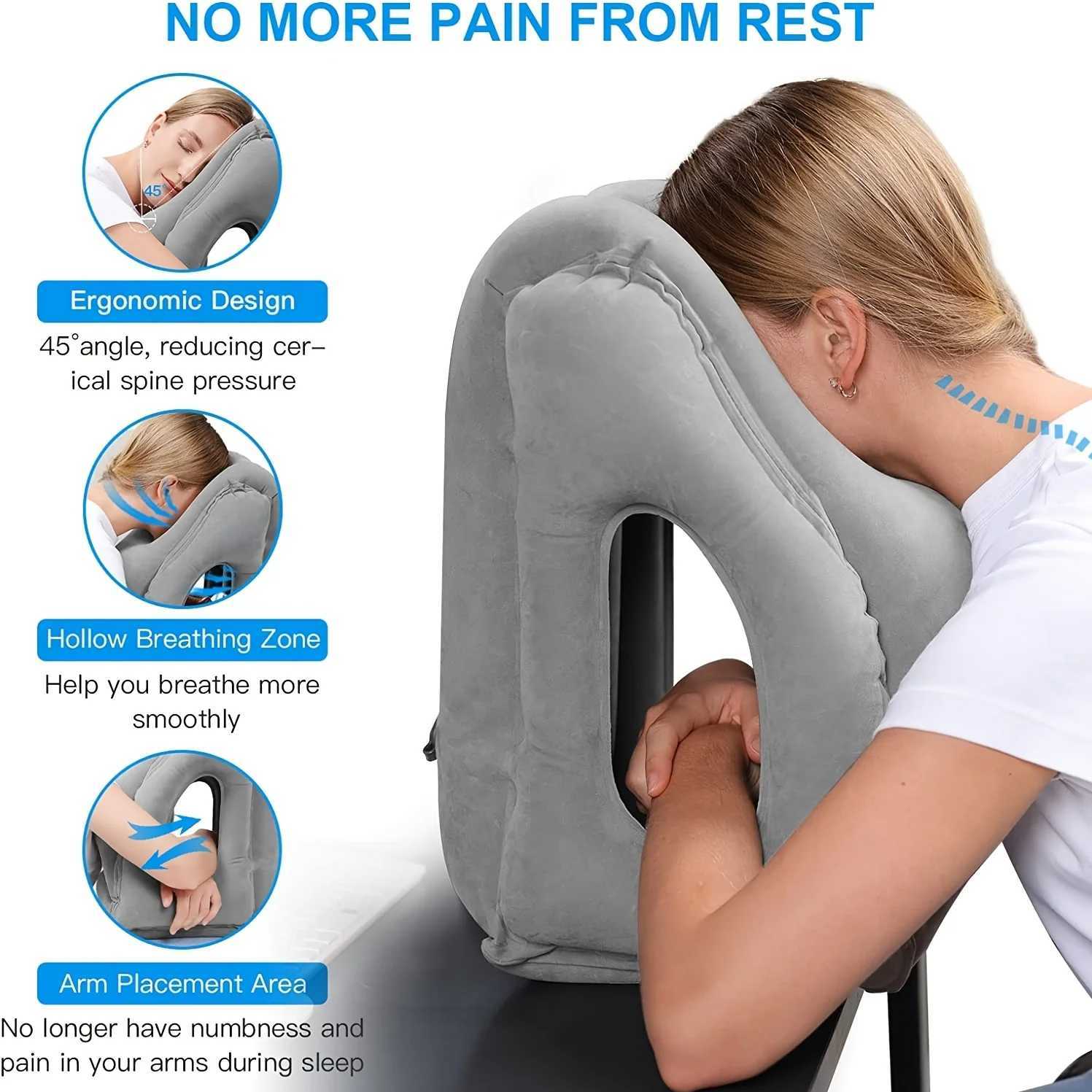 Inflatable travel pillow portable soft cushion neck pillow travel pillow cushion airplane car office neck nap pillow M250510