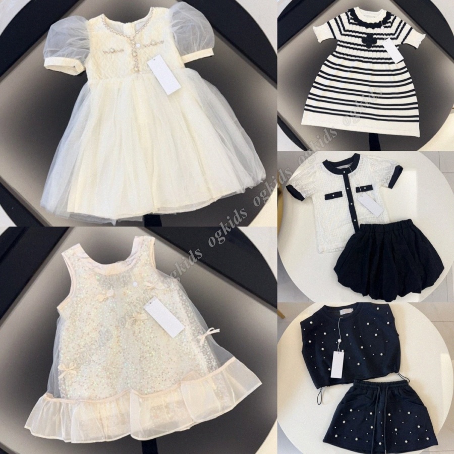 Designer Dress girls Sets Kids baby Dress T-shirt skirt shorts set Clothing Sets Cotton toddler Girls Kid black white Clothing sets T6sK#-image-1056933946