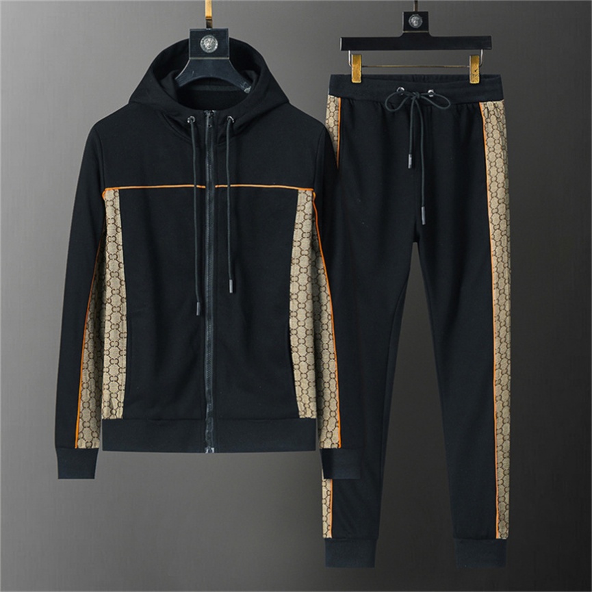 Men's Tracksuits Streetwear Hoodie SweatpantsTwo Piece Set Clothes Mens Hip Hop Letters Embroidered Rhinestone Sequins Sweatshirt Pants
