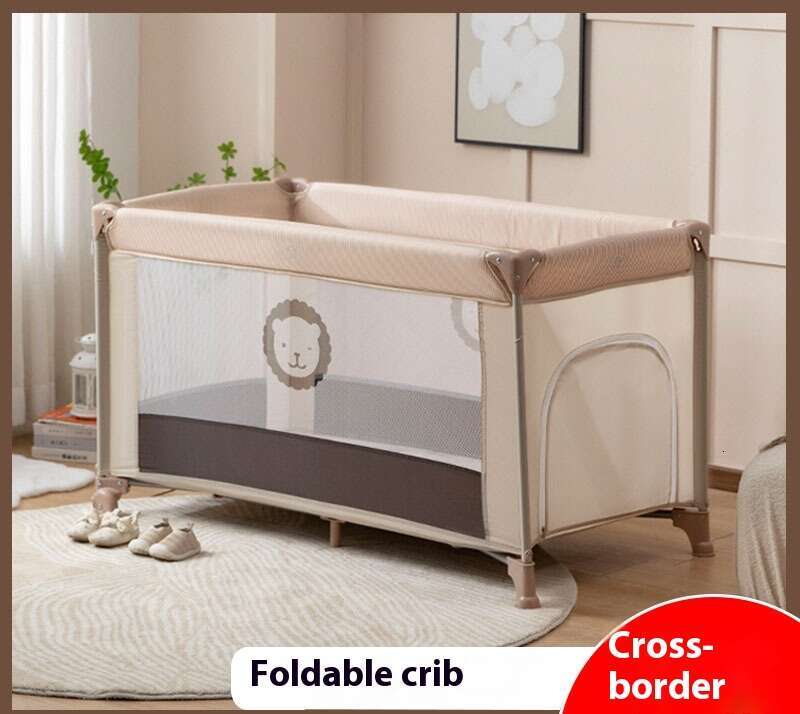 folding multifunctional european style baby crib with mosquito netting-image-1056964734