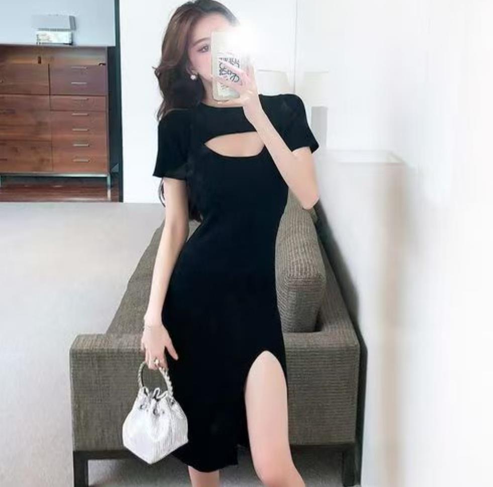 Vêtements femme robes décontractées à manches courtes robes de femmes en été slit stit morse slim style avec designer dame robes sexy a003