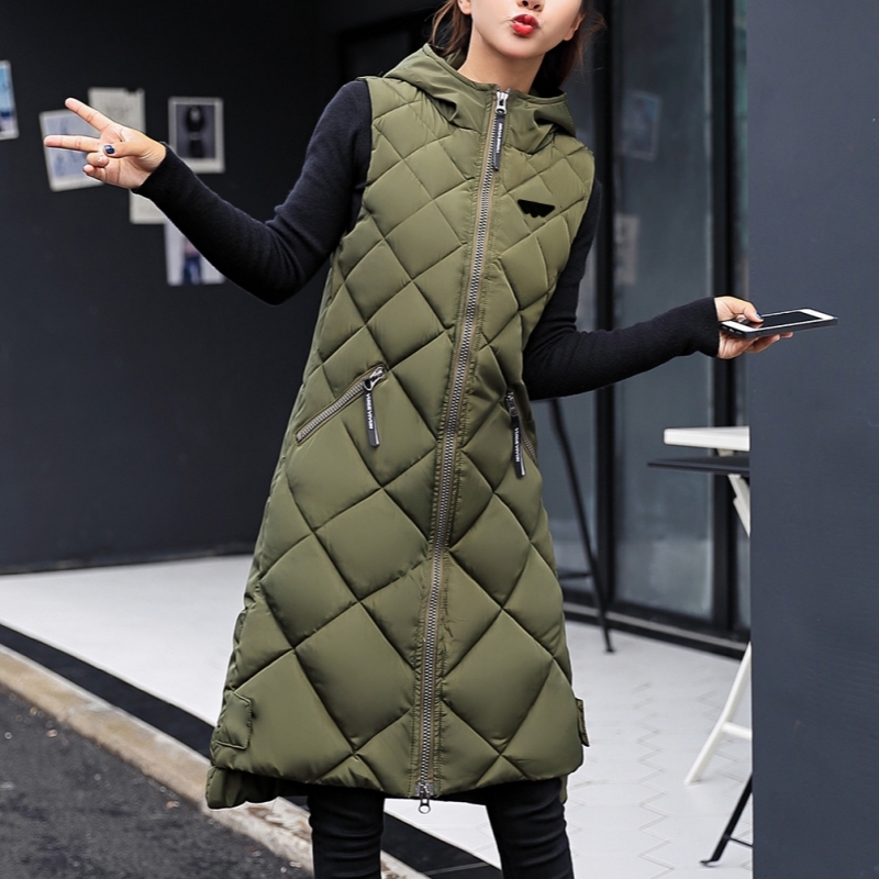 2023 Designer Women's Vests hoodies Jacket coat Classic womans coats Cotton Vest Autumn Winter Long Korean Tank Top Large Thickened Hooded Coat
