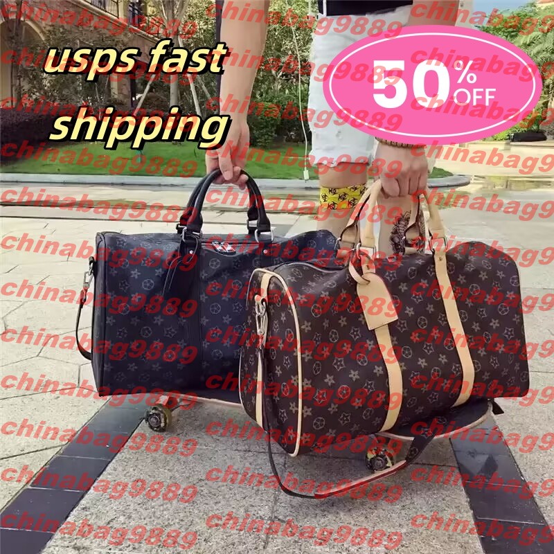 Designer bag 55CM Leather designer men women Duffel Bags Suitcases luggage Sport Outdoor Packs shoulder Travel bags messenger bag Totes bags Unis-image-1041519542