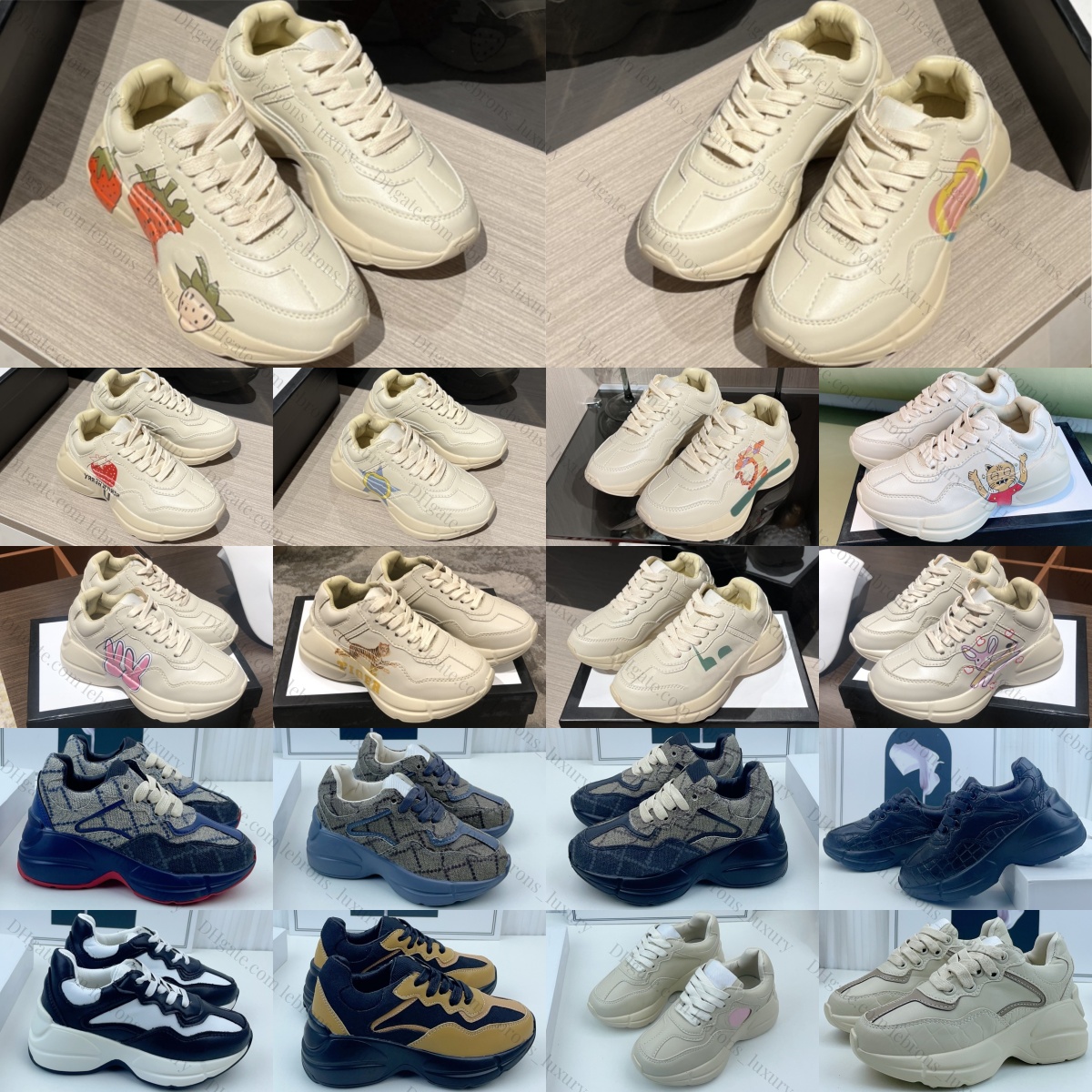 Designer Sneakers Kids Shoes Casual Toddler Trainers Tigers Vintage Black White Pink Kid Youth Boys Girls Children Luxury Brands Grey Heart Print Kh