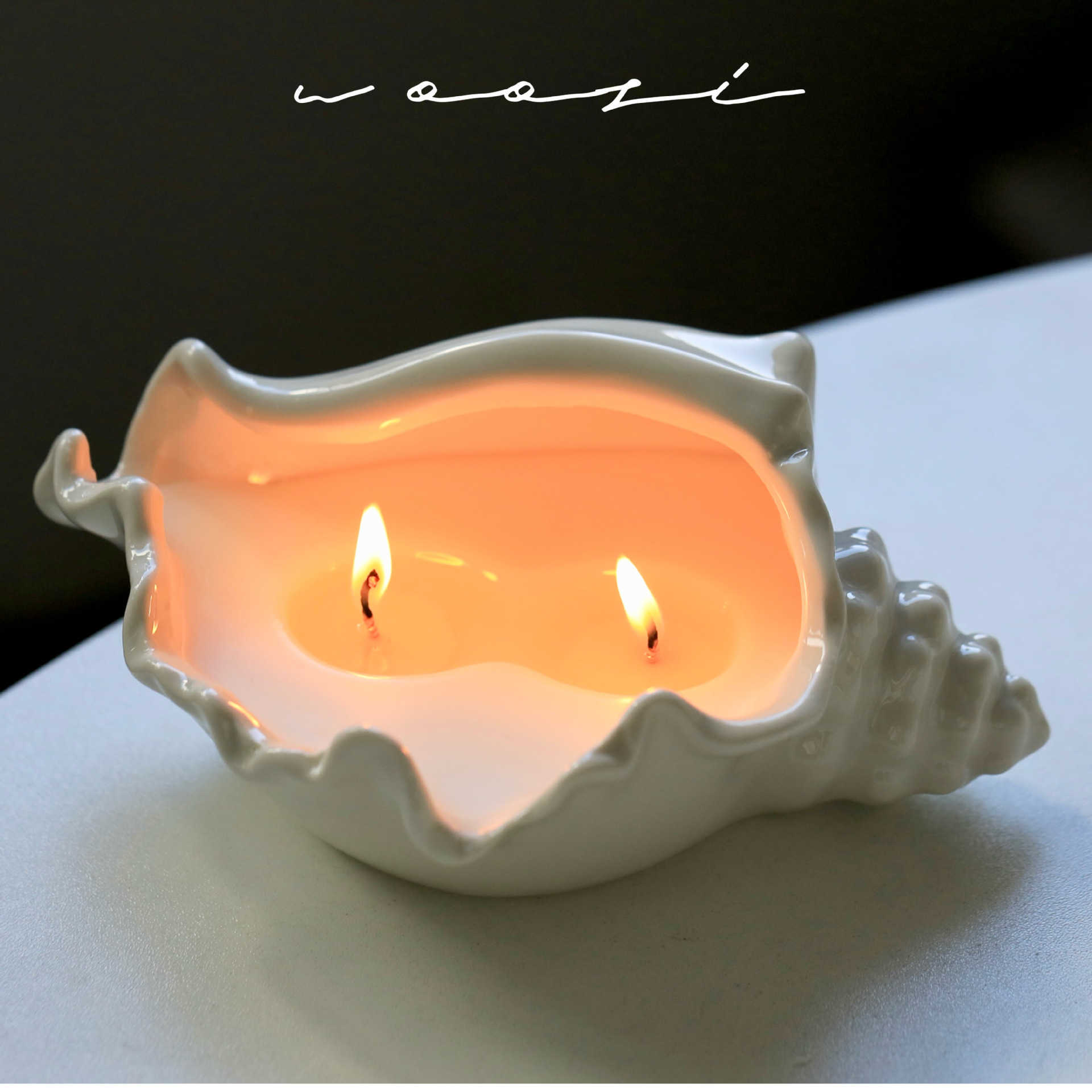 Une grande bougie conque en céramique avec une ambiance familiale, une bougie parfumée en coquillage et un cadeau d'anniversaire pour les fillesL