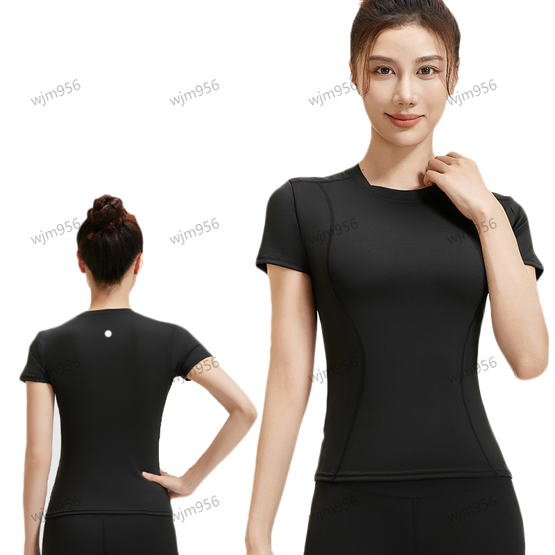 Womens Yoga Short Sleeve Loose Nude T-shirt Quick Drying gym clothing women Breathable Sweatshirt Running Training Yoga Top Casual Top Slim Fit S-image-924277370