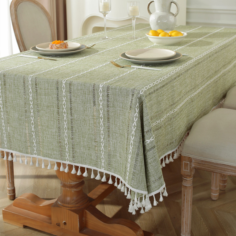 Simple tablecloth cotton and linen plaid coffee table cloth table cloth small fresh rectangular lace tablecloth N9FD01-image-1102803097