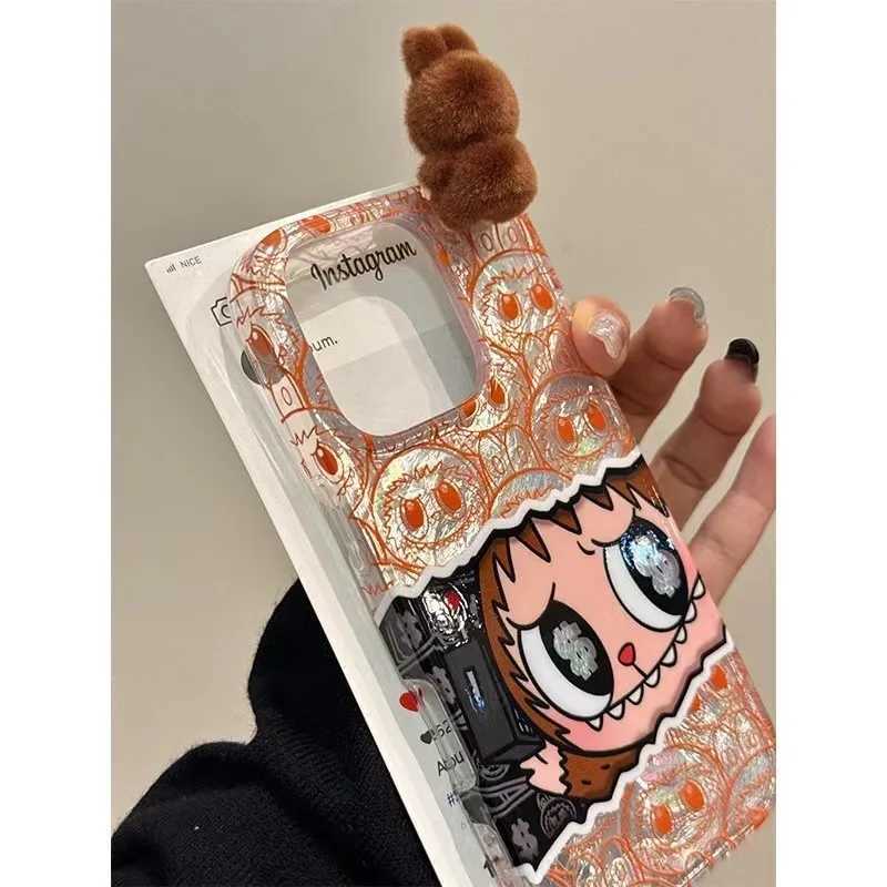 Cartoon 3d Cute Party Labubu Phone Case Suitable For Iphone 16 15 14 13 12 11 Series Matte Shockproof Silicone Phone Case Y250512