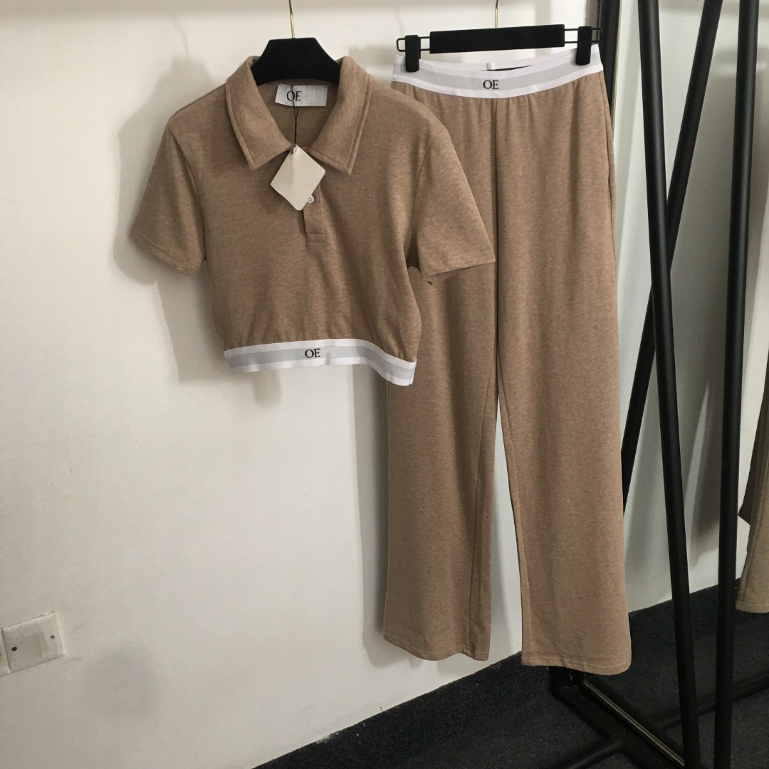 chemise femmes designer survêtement fille marque été deux pièces ensemble mode lettre logo dames col revers t-shirt à manches courtes dame élasti