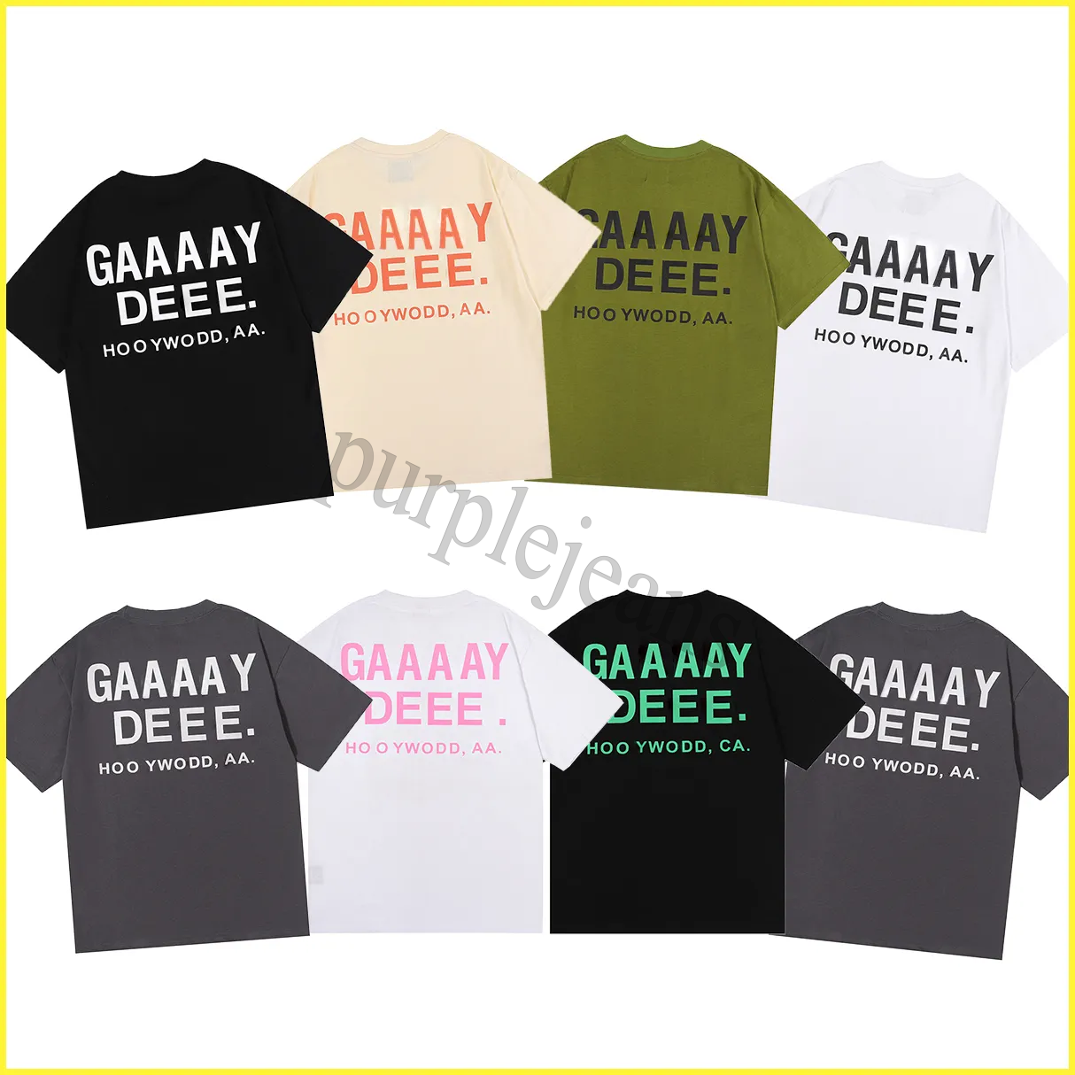 Purplejeans Designer T Shirt Mens Streetwear gally Tee Letter Print Fashion Mens Womens detpsshirts Street Short Sleeve 100% Cotton Clothes Tshir-image-977232942