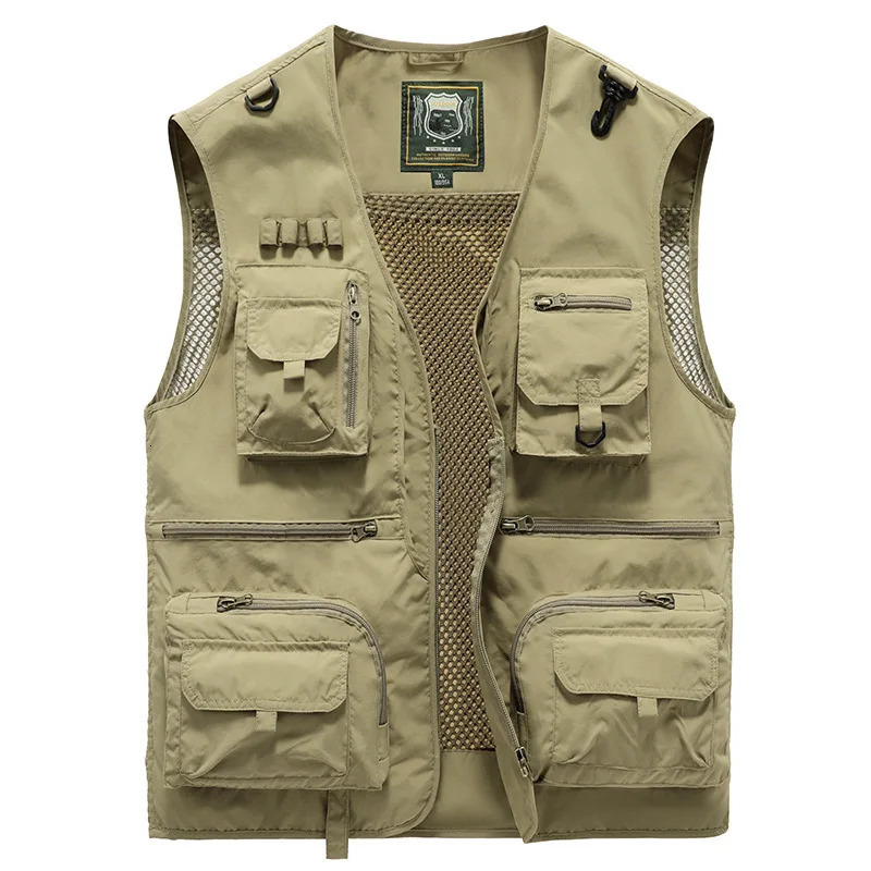 summer outdoor work mens multi pocket vest thin fishing pography jacket 250506Z