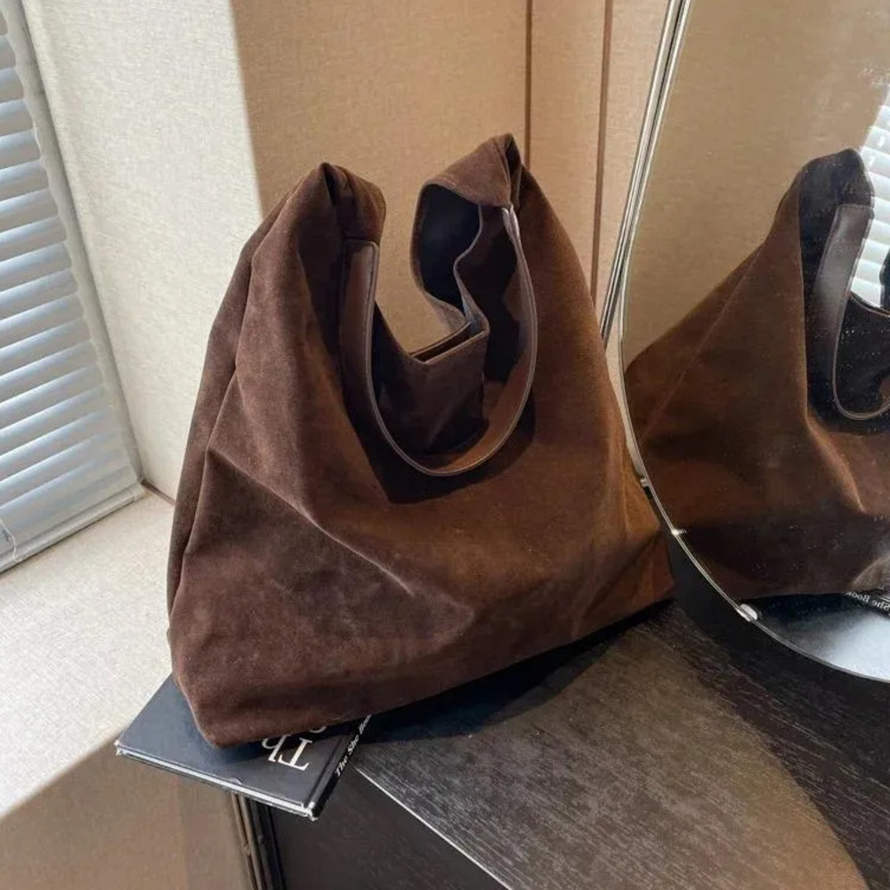 Totes Designer Luxury Women's Bag, Large Capacity Suede Shoulder Bags, Solid Color Casual Handbag Bags Designer For Women