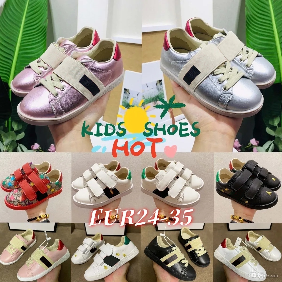 Kids Designer Casual Shoes Bee Trainers Toddler Baby Shoe Luxury Sneakers Kid Youth Infants Boys Girls Children Black White Pink size 23-35-image-975146757