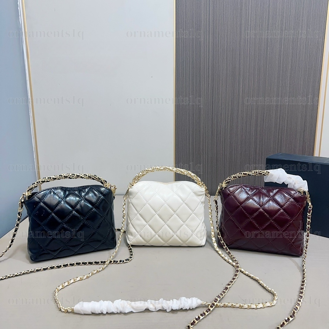 Designer Hobo Bag Mini Oil-wax Leather Bag with Handle High Quality Chain Shoulder Strap Crossbody Bag Diamond Lattice Handbag Womens Designer Bucke