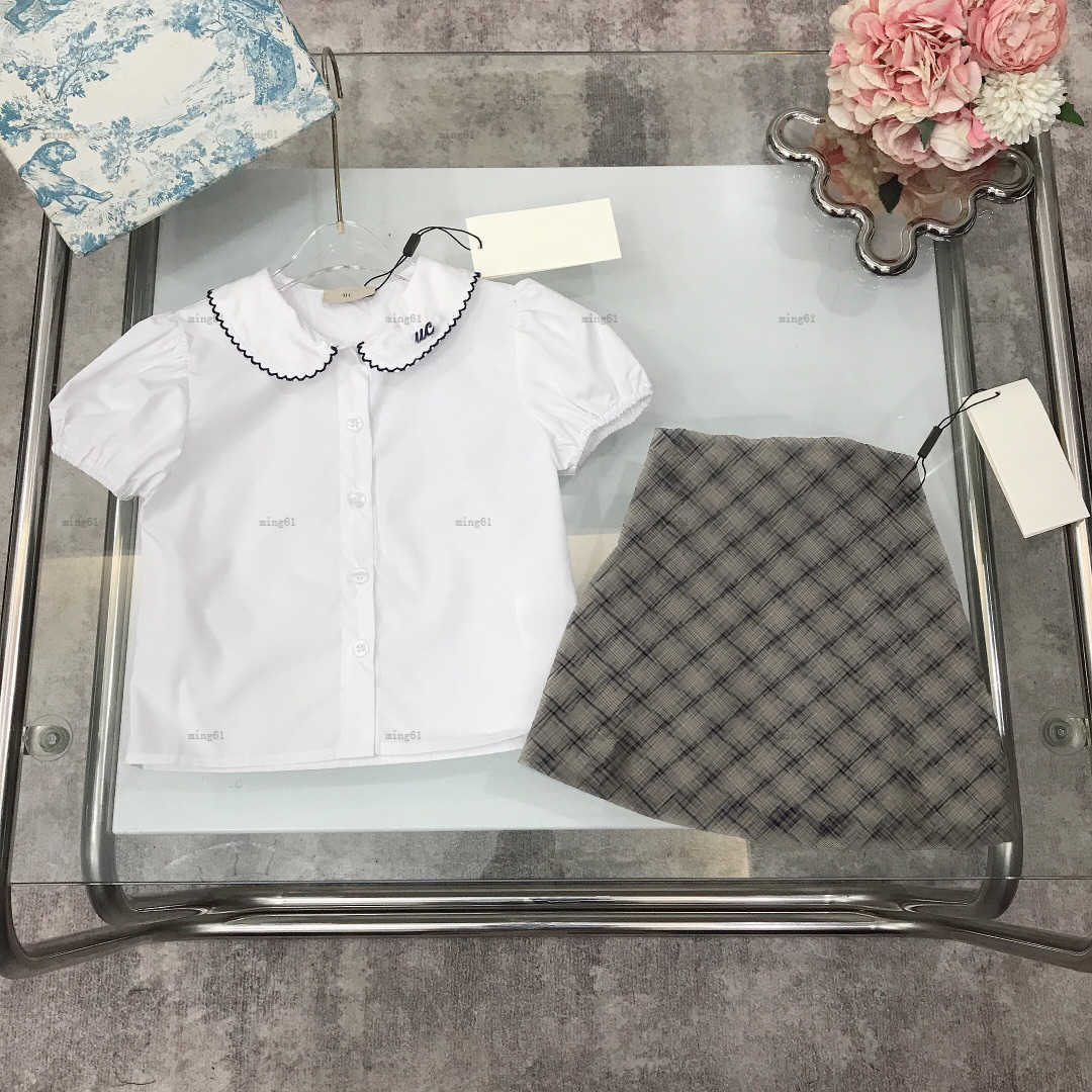 Brand girls dress suit Doll collar shirt set baby two-piece kids designer clothes Summer POLO shirt and skirt A061X02N017