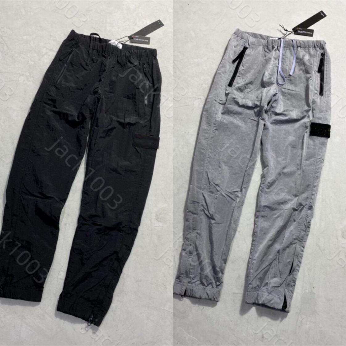 ISLAND New Mens Spring Compass embroidery Badge Pants STONE Nylon Windproof Lightweight Bundle Foot Loose Casual Pocket Casual Pants Sweatpants CPP