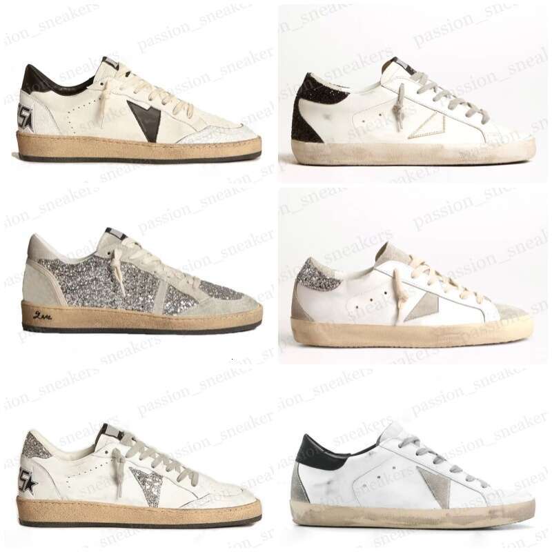 Luxury Classic Sneakers Hi Star Mid Star Nouvelle version décontractée Shoe Super Star Gold Sequin White Do Old Dirty Designer US5-US13
