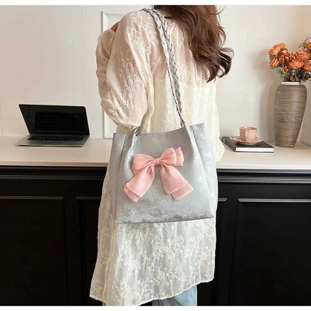 Mignon sac à bandoulière nœud papillon Style Ballet sac à main de couleur unie sangle tressée sac sous les bras sac fourre-tout sacs à poignée su