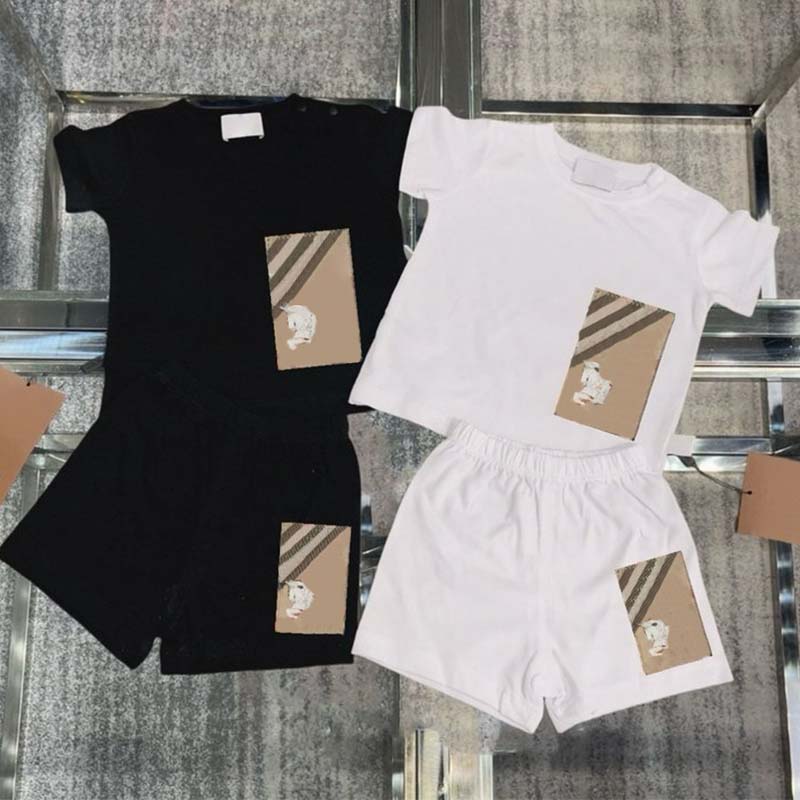 Designer baby kids Clothing Sets infant T-shirts shorts set children boys girls toddler clothes pink blue white casual summer kid childrens suit-image-1057575630