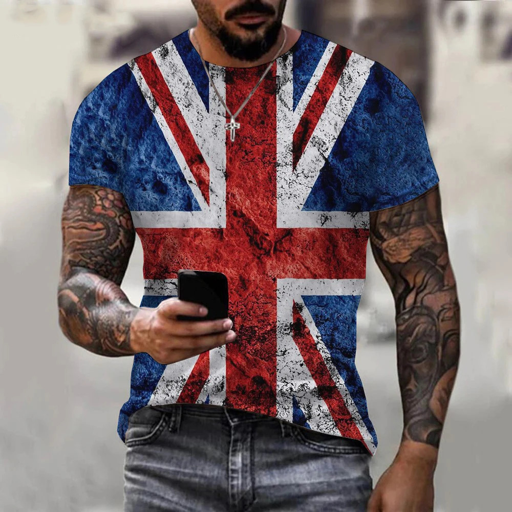 Angleterre Drapeau britannique 3D Imprimer Tshirt Été Hommes Femme T-shirts Mode Manches courtes Surdimensionné Harajuku Streetwear Kid Tees Tops