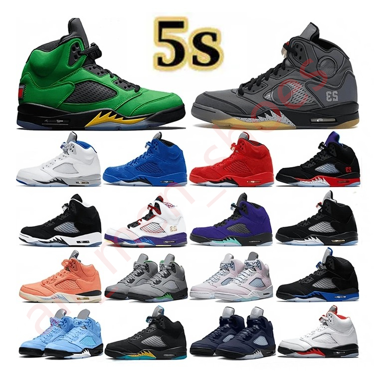 Chaussures de basket-ball masculines 5s olive voile chanceuse verte noir coureur de chat bleu 5 MVP métallique inversé Oreo Toro Bravo Maniere Du