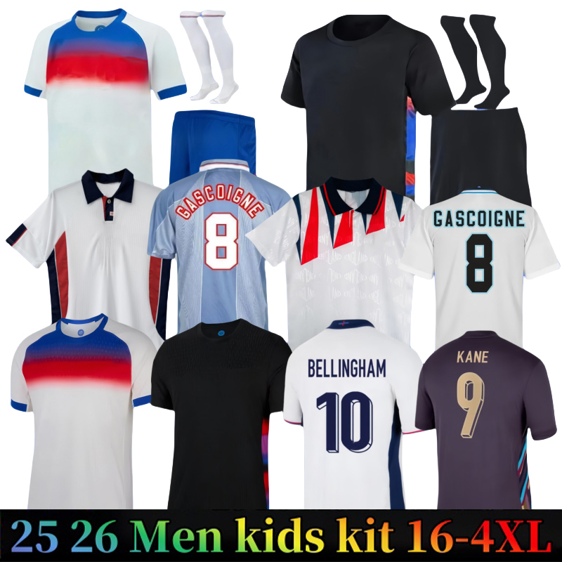 25 26 England football shirt Retro GASCOIGNE Soccer Jersey BELLINGHAM RASHFORD KANE SAKA RICE FODEN 2025 2026 National Team Home White Away Track-image-979649858