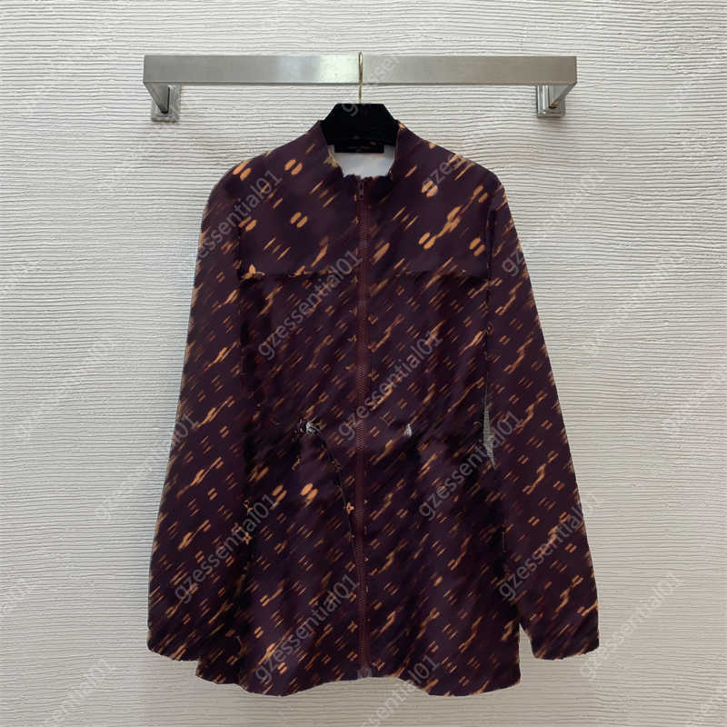 Veste de créateur femme Classique vieil argent Lettre logo Manteau imprimé avec cordon de serrage à la taille Vestes à col montant Veste à manche