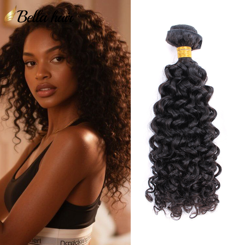 Bella Hair 10-26 Inch Natural Black Color High Quality Indian Remy Hair Double Weft 1 Bundles 9A Hair Extension Styles Straight Curly Wave Natural W