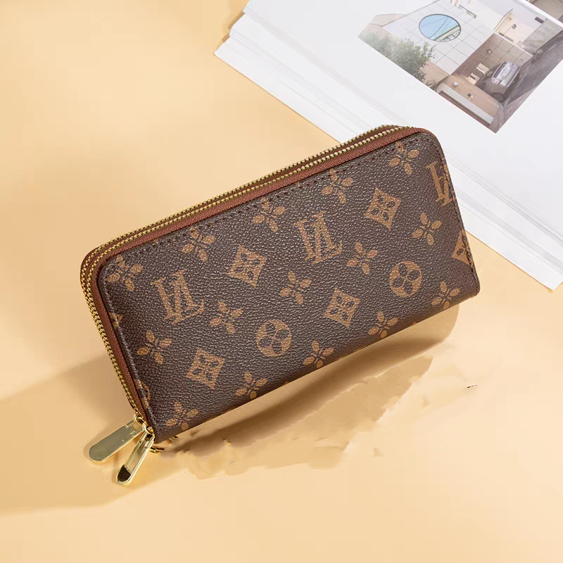 Double zipper designer Wallets Mens pu Wallet Holders For Brown flower women Purse Luxury Purses Cross Body Wallets Zipper Coin fashion designer Pur