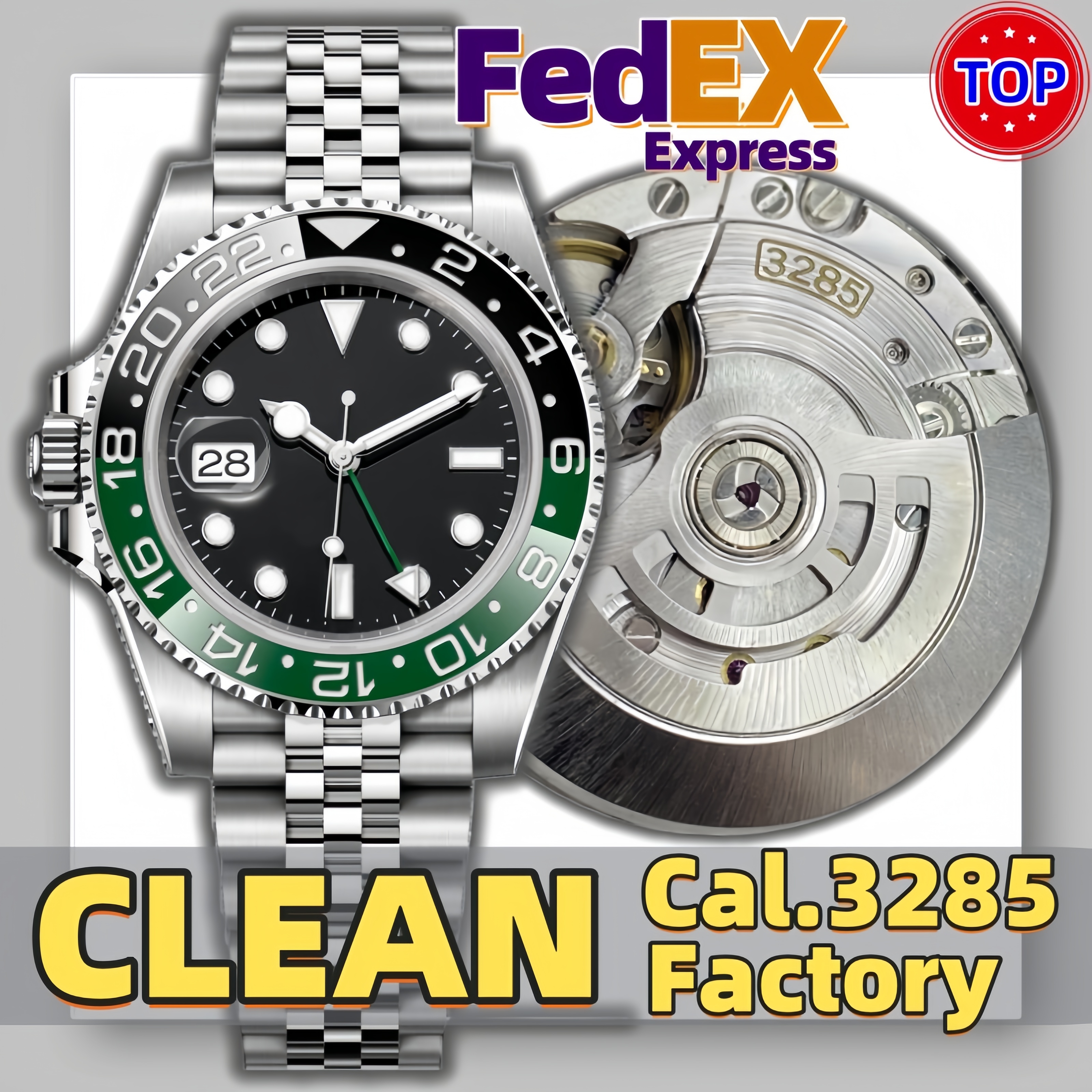 Mens Watch GMT Luxury Designer Watches Clean Factory Super Qualtiy Cal.3186/3285 movement Automatic Mechanical Watch Sapphire Waterproof Fedex Shipp