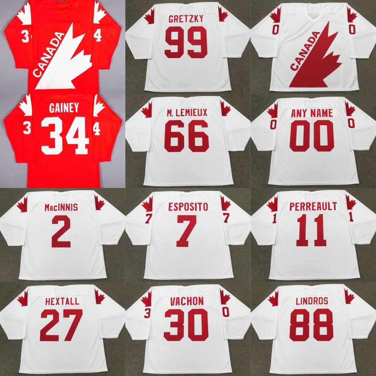 DIY Custom CCM Vintage Team Canada 1976 Hockey 99 WAYNE GRETZKY Jersey Retro Classic 66 MARIO LEMIEUX LINDROS VACHON HEXTALL PERREAULT ESPOSITO M-image-890440122