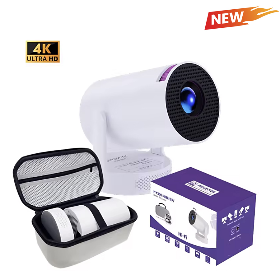 Projector 4K With Storage Bag 280ANSI 720P Upgrade Speaker Cinema Smart Projector Android 11 Portable Projetors HY300 PRO HIFI-image-1057802188