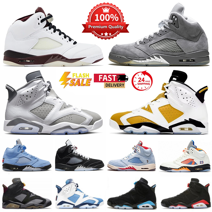 Designer Basketball Shoes 5 5s 6 6s Sports Sneak Men Women Maniere Wolf Grey Pink Olive Sail Lucky Green Black Cat Racer Blue Oreo Toro Leather Fa
