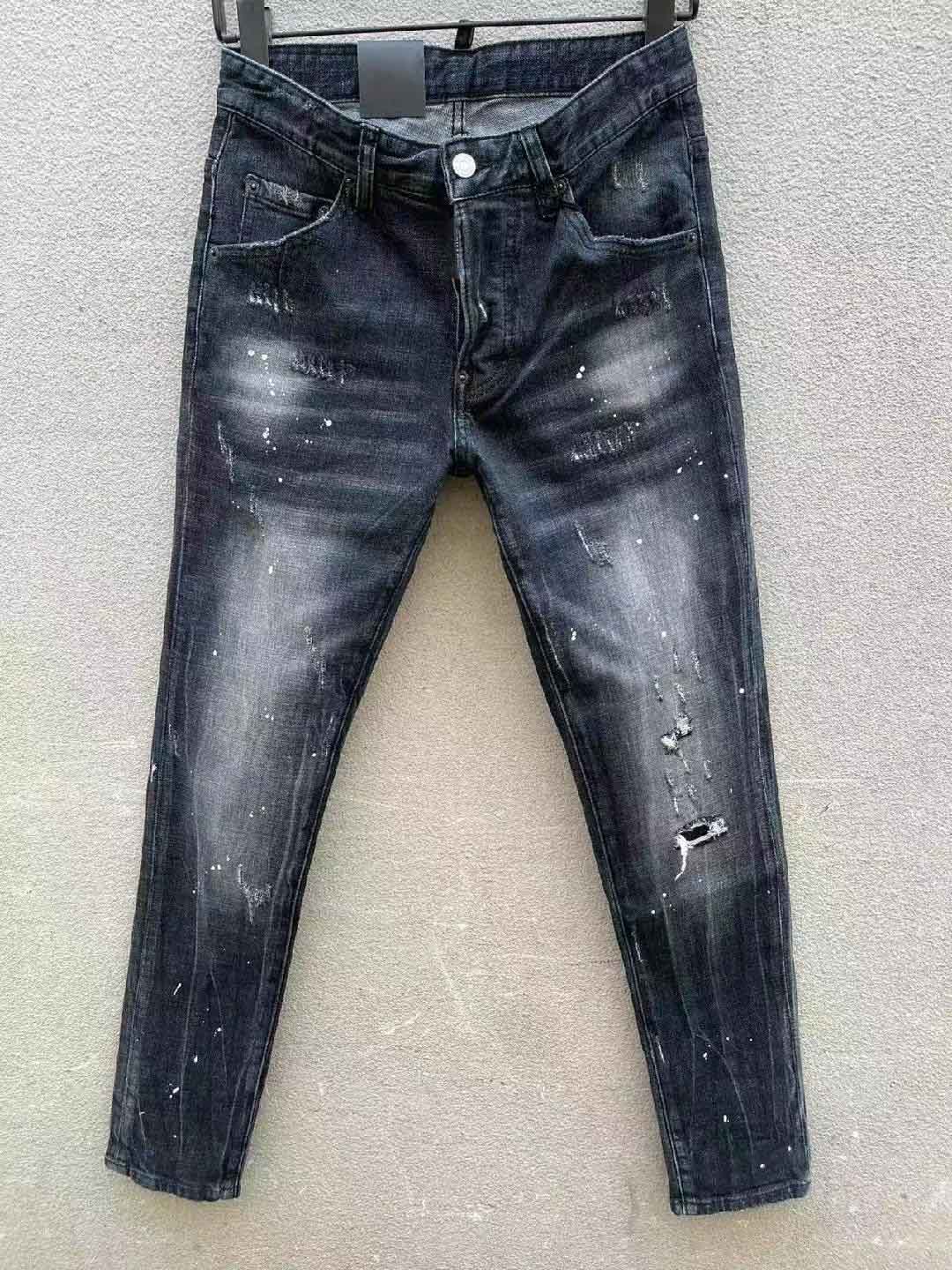 2025 European and American men's Jeans designer ripped jeans hip-hop high street fashion fashion brand cycling motorcycle embroidery close-fitt