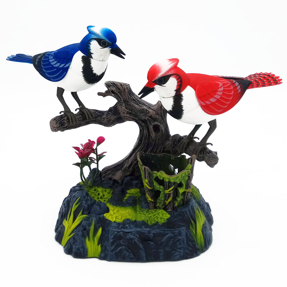 Hot selling voice controlled bird will move and call parrot Western Knight simulation couple bird fun children&#039;s sensing toy pen holder gift-image-1057954994