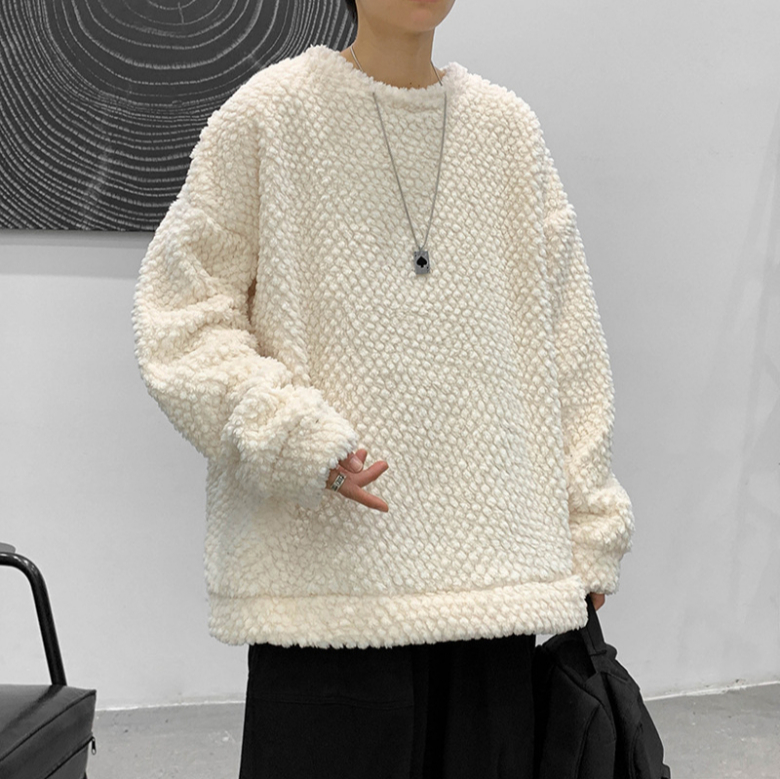 140 Round Neck Sweatshirt for Men Spring and Autumn Style Loose Solid Color