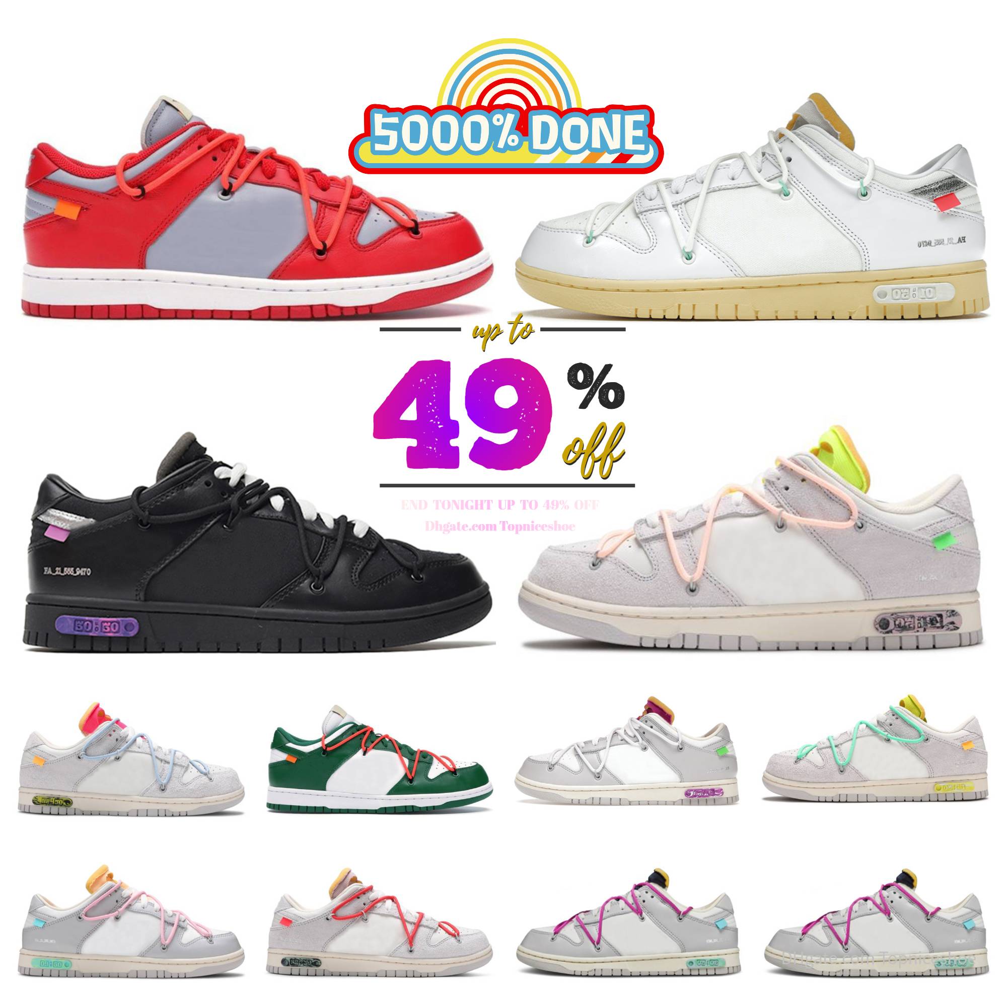Top Designer Mens Womens The Lot 01- 50 Sports Shoes Luxury White Black Panda Grey Green Fog Unc 09 17 Traisners Thick Rope Varsity Pure Platinum Gr