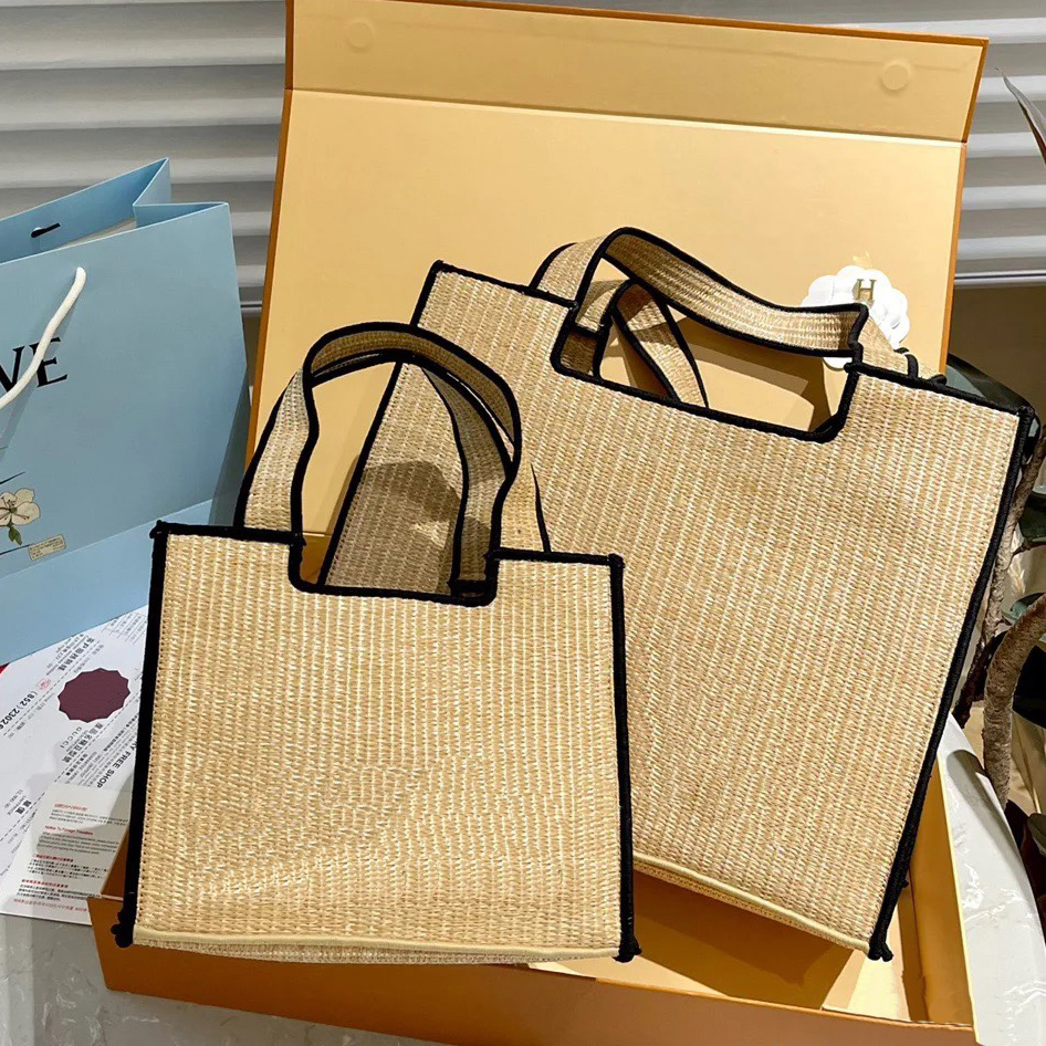 Tote bag women's woven bag vegetarian leather handbag large summer beach travel handbag and wallet retro handmade shoulder bag-image-906940128
