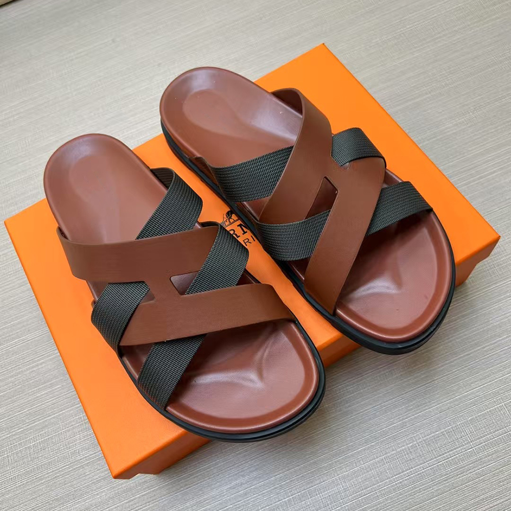 Designer sandalen voor heren slides pantoffels flats luxe muilezels leer kalfsleer cross andals zomer lui grote man thuis strand casual sliders