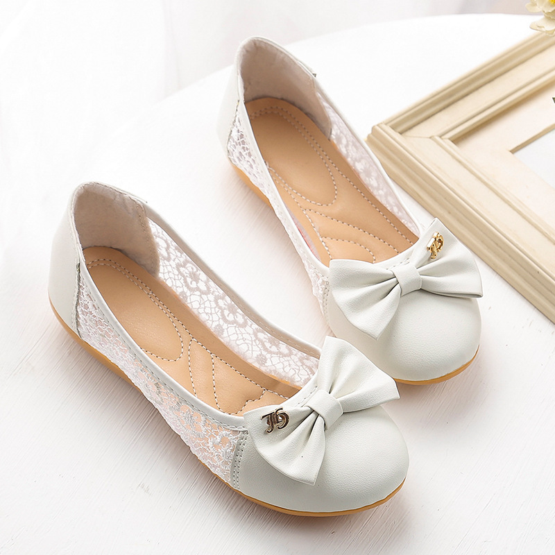 Chaussures plates en dentelle respirante en maille peu profonde pour femmes, conçues par des designers à la mode et légers pour les déplacements