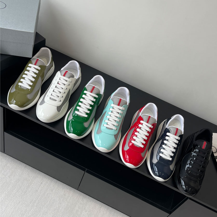 nuovo triangolo Maglia in pelle verniciata Piattaforma bassa Scarpe da ginnastica da corsa donna uomo tennis con lacci Scarpe da ginnastica casual D