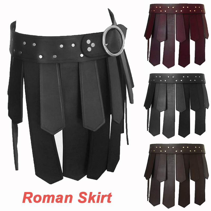 Men Women Ancient Roman Legion Gladiator Battle Belt Skirt Steampunk PU Leather Armor Medieval Greek LARP Cosplay Costume