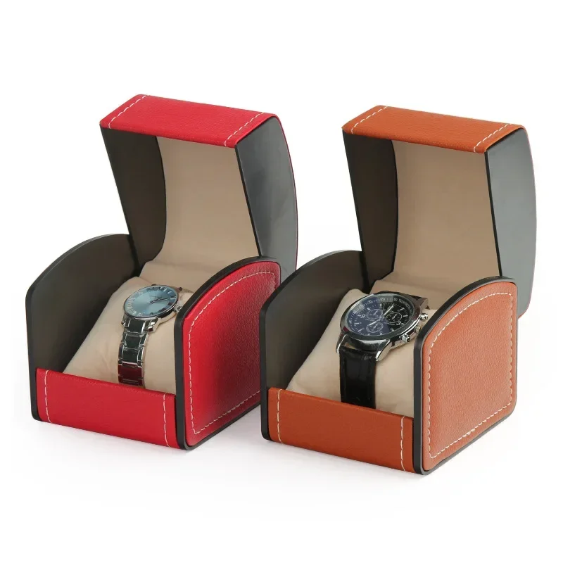 Portable Watch Box PU Leather Watch Case Organizer Storage Holder for Men Women Bracelet Vintage Jewelry Box with Leather Pillow