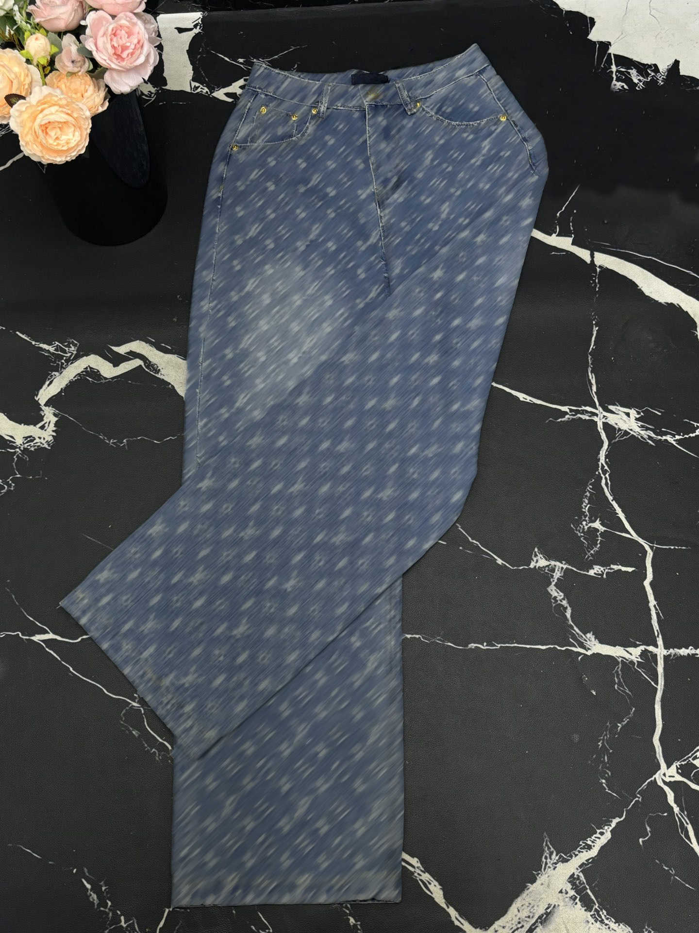 Straight Leg woman jeans Designer fashion Full print jacquard Denim Pants high quality Casual zip pockets Trousers S-XL